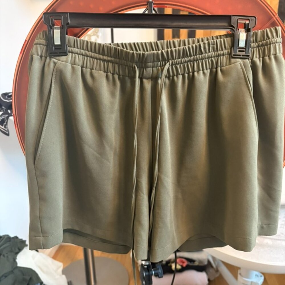 Theory Green Drawstring Shorts